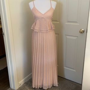 NWT Gianni Bini Blush Rose Ruffle Pleat Midi Maxi